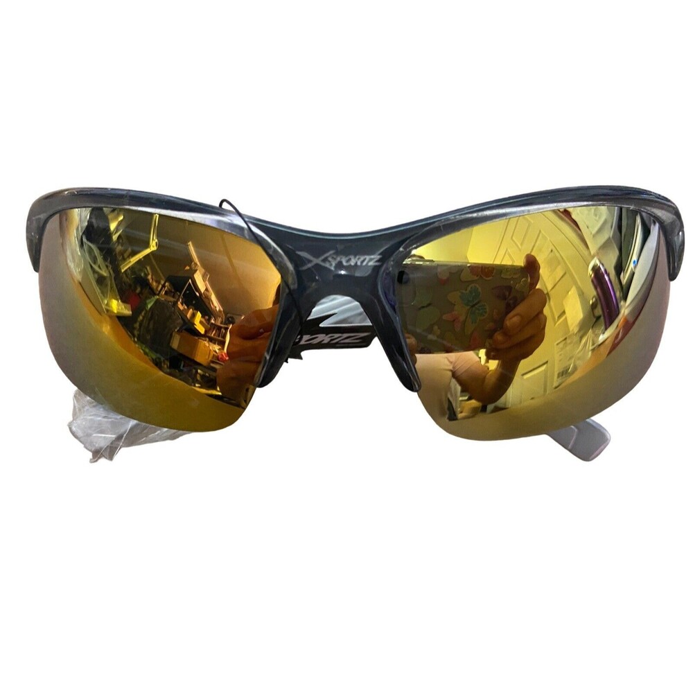 Xsportz Mens Gold Mirror Sport Semi Rimless Running Jogging Plastic sunglasses